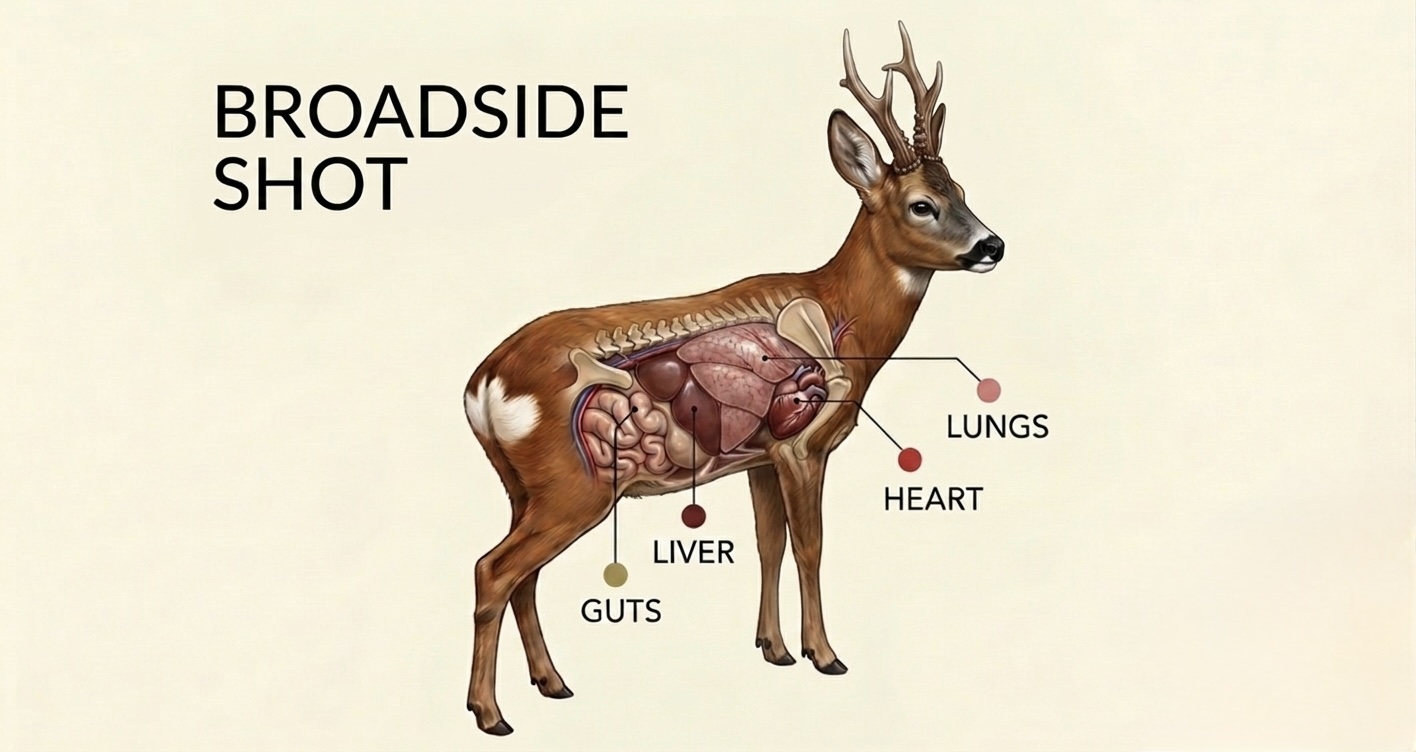 Roe buck broadside: internal anatomy (lungs, heart, liver, guts)