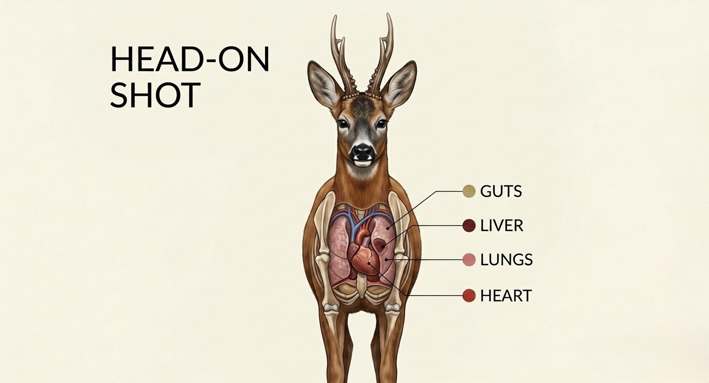 Roe buck head-on: vitals and rib cage